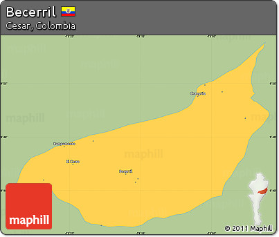 Savanna Style Simple Map of Becerril, single color outside