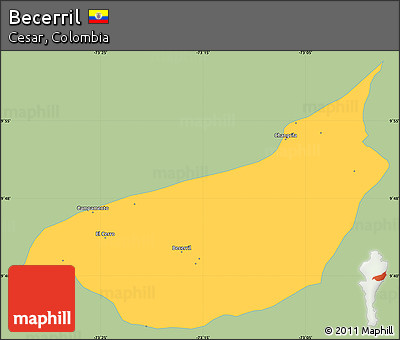 Savanna Style Simple Map of Becerril, single color outside