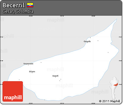 Silver Style Simple Map of Becerril, single color outside