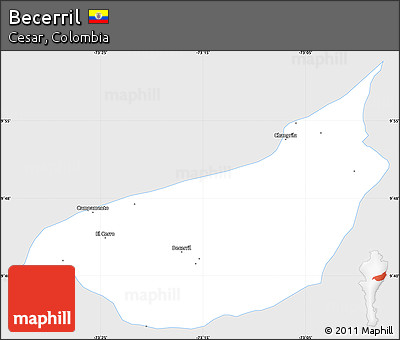 Silver Style Simple Map of Becerril, single color outside