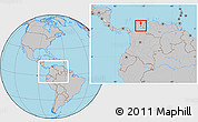Gray Location Map of Bosconia, within the entire country