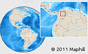 Shaded Relief Location Map of Gamarra, within the entire country