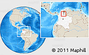 Shaded Relief Location Map of Gamarra, highlighted country, highlighted parent region, within the entire country