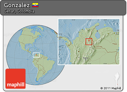 Savanna Style Location Map of Gonzalez, hill shading