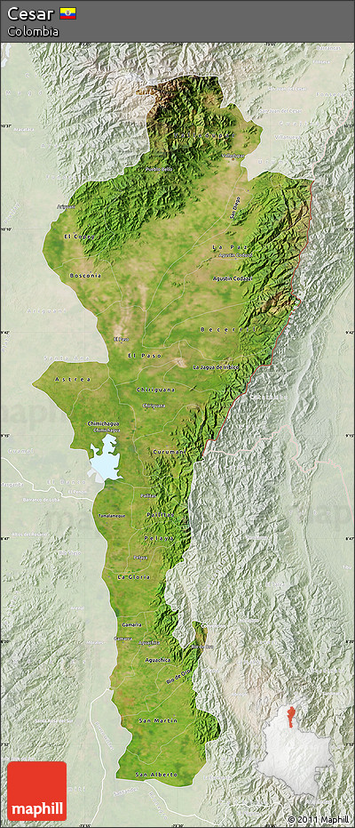 Satellite Map of Cesar, lighten