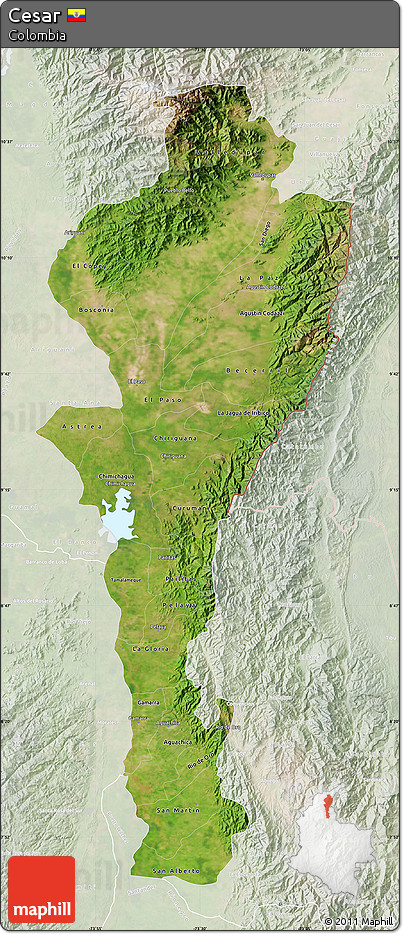 Satellite Map of Cesar, lighten