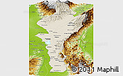 Shaded Relief Panoramic Map of Cesar, physical outside
