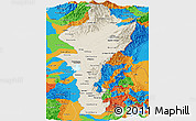 Shaded Relief Panoramic Map of Cesar, political outside