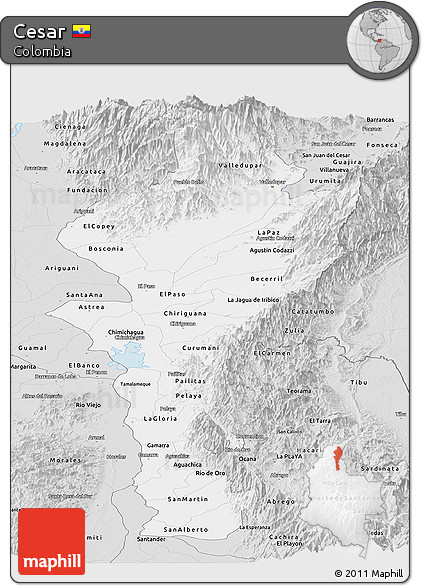 Silver Style Panoramic Map of Cesar
