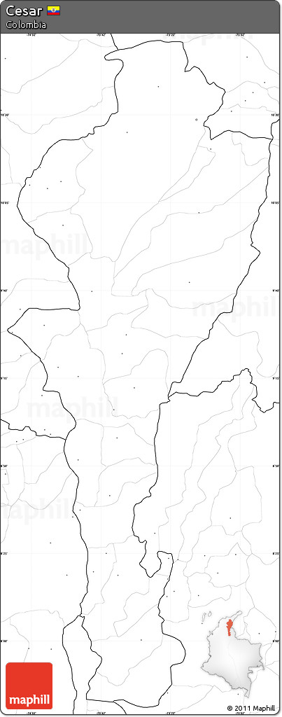 Blank Simple Map of Cesar, no labels