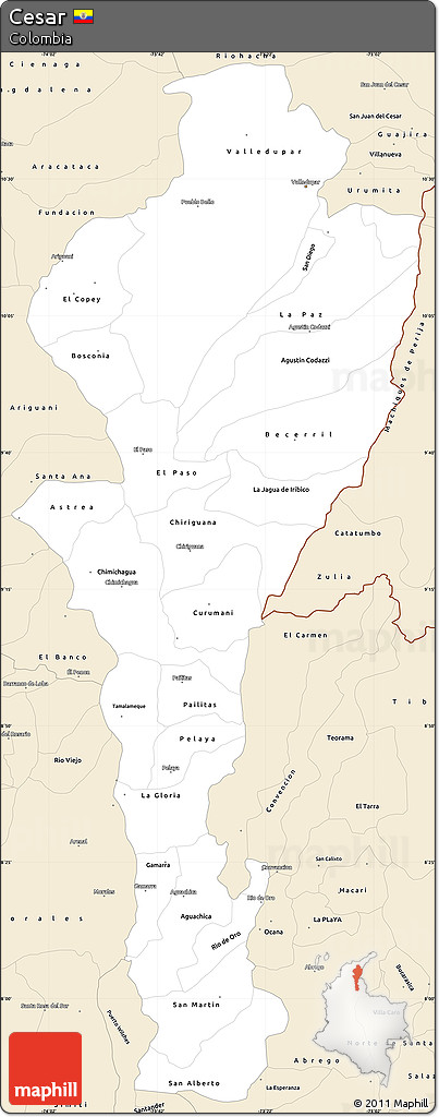 Classic Style Simple Map of Cesar