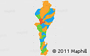 Political Simple Map of Cesar, single color outside