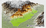 Physical Panoramic Map of Valledupar, semi-desaturated