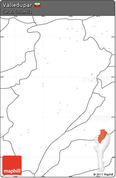 Blank Simple Map of Valledupar, no labels