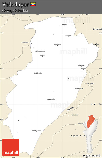 Classic Style Simple Map of Valledupar