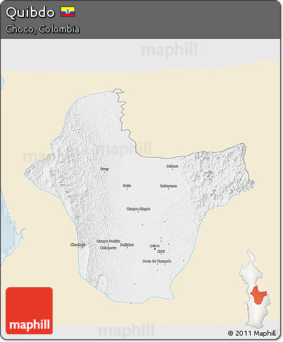 Classic Style 3D Map of Quibdo, single color outside