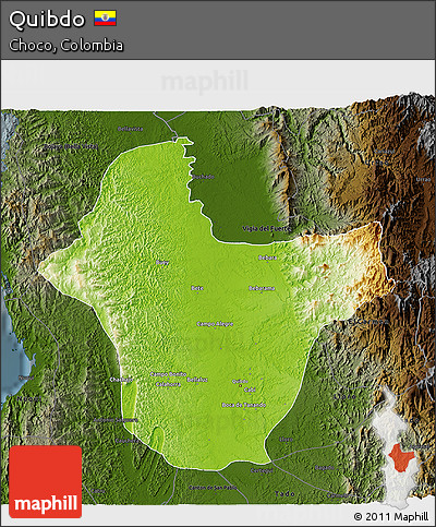 Physical 3D Map of Quibdo, darken