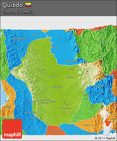 Physical 3D Map of Quibdo, political outside