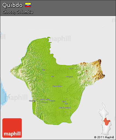 Physical 3D Map of Quibdo, single color outside