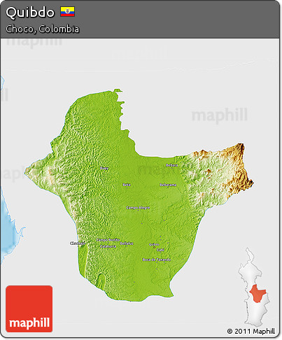 Physical 3D Map of Quibdo, single color outside
