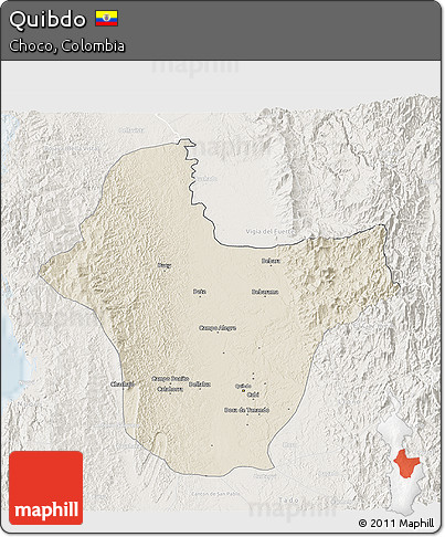 Shaded Relief 3D Map of Quibdo, lighten