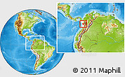 Physical Location Map of Quibdo, highlighted parent region, within the entire country