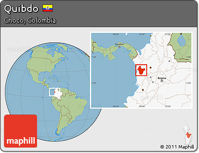 Savanna Style Location Map of Quibdo, highlighted country