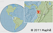 Savanna Style Location Map of Quibdo, hill shading