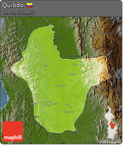 Physical Map of Quibdo, darken