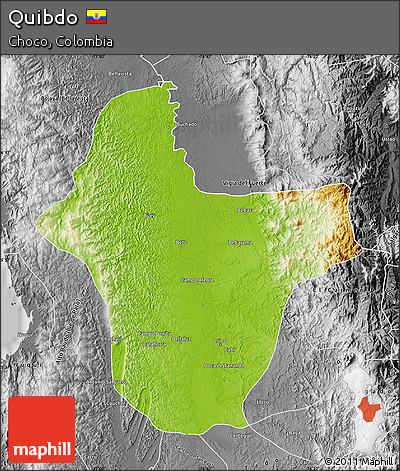Physical Map of Quibdo, desaturated