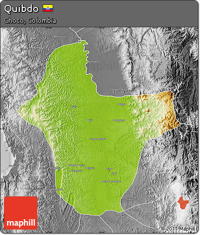 Physical Map of Quibdo, desaturated