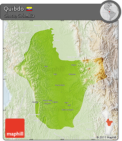 Physical Map of Quibdo, lighten