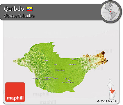 Physical Panoramic Map of Quibdo, cropped outside