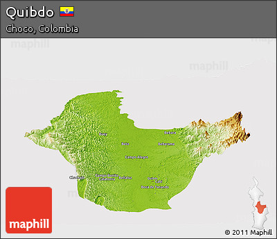 Physical Panoramic Map of Quibdo, cropped outside