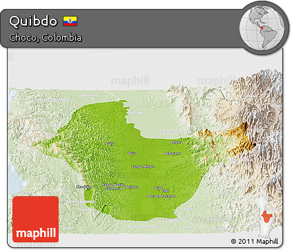 Physical Panoramic Map of Quibdo, lighten