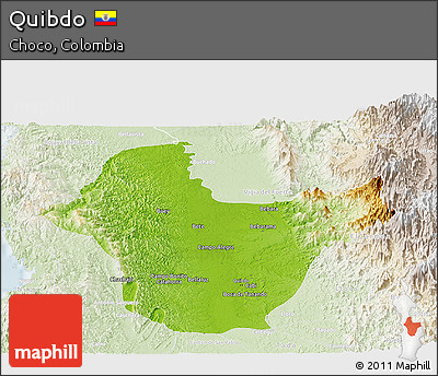 Physical Panoramic Map of Quibdo, lighten