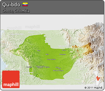 Physical Panoramic Map of Quibdo, lighten