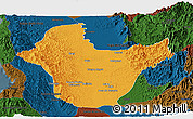 Political Panoramic Map of Quibdo, darken