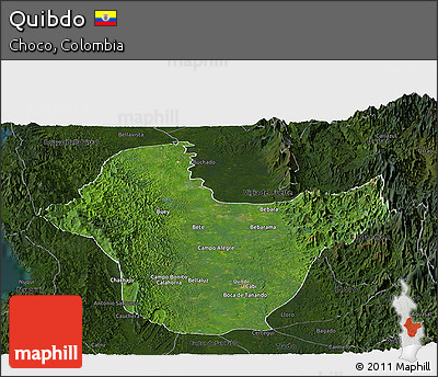 Satellite Panoramic Map of Quibdo, darken