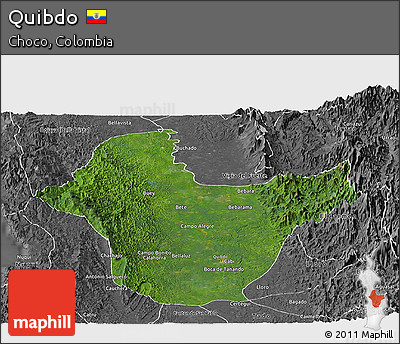 Satellite Panoramic Map of Quibdo, desaturated