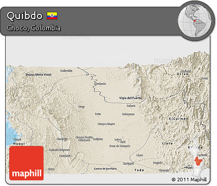 Shaded Relief Panoramic Map of Quibdo