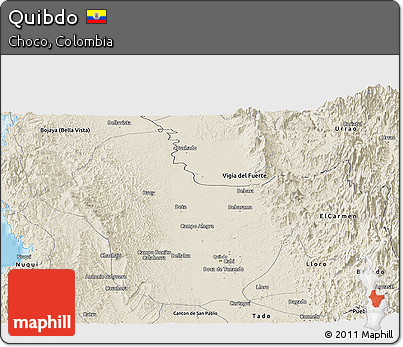 Shaded Relief Panoramic Map of Quibdo