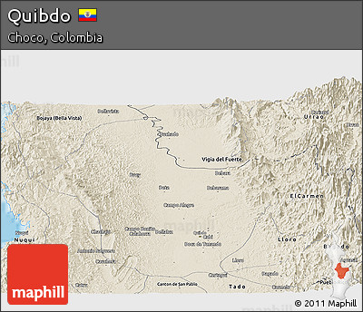 Shaded Relief Panoramic Map of Quibdo