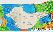 Shaded Relief Panoramic Map of Quibdo, political outside