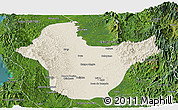 Shaded Relief Panoramic Map of Quibdo, satellite outside