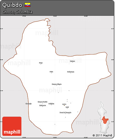 Classic Style Simple Map of Quibdo, cropped outside