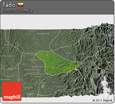 Satellite 3D Map of Tado, semi-desaturated