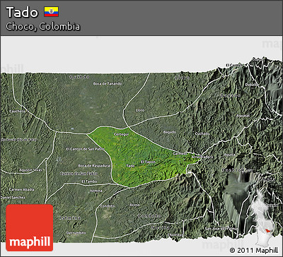 Satellite 3D Map of Tado, semi-desaturated