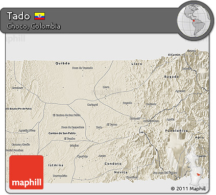 Shaded Relief 3D Map of Tado
