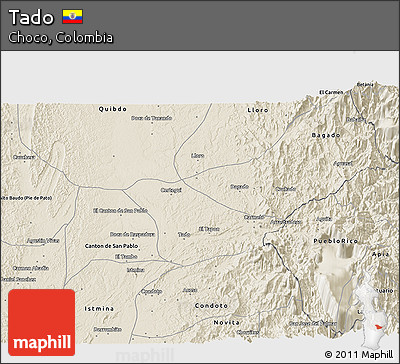 Shaded Relief 3D Map of Tado
